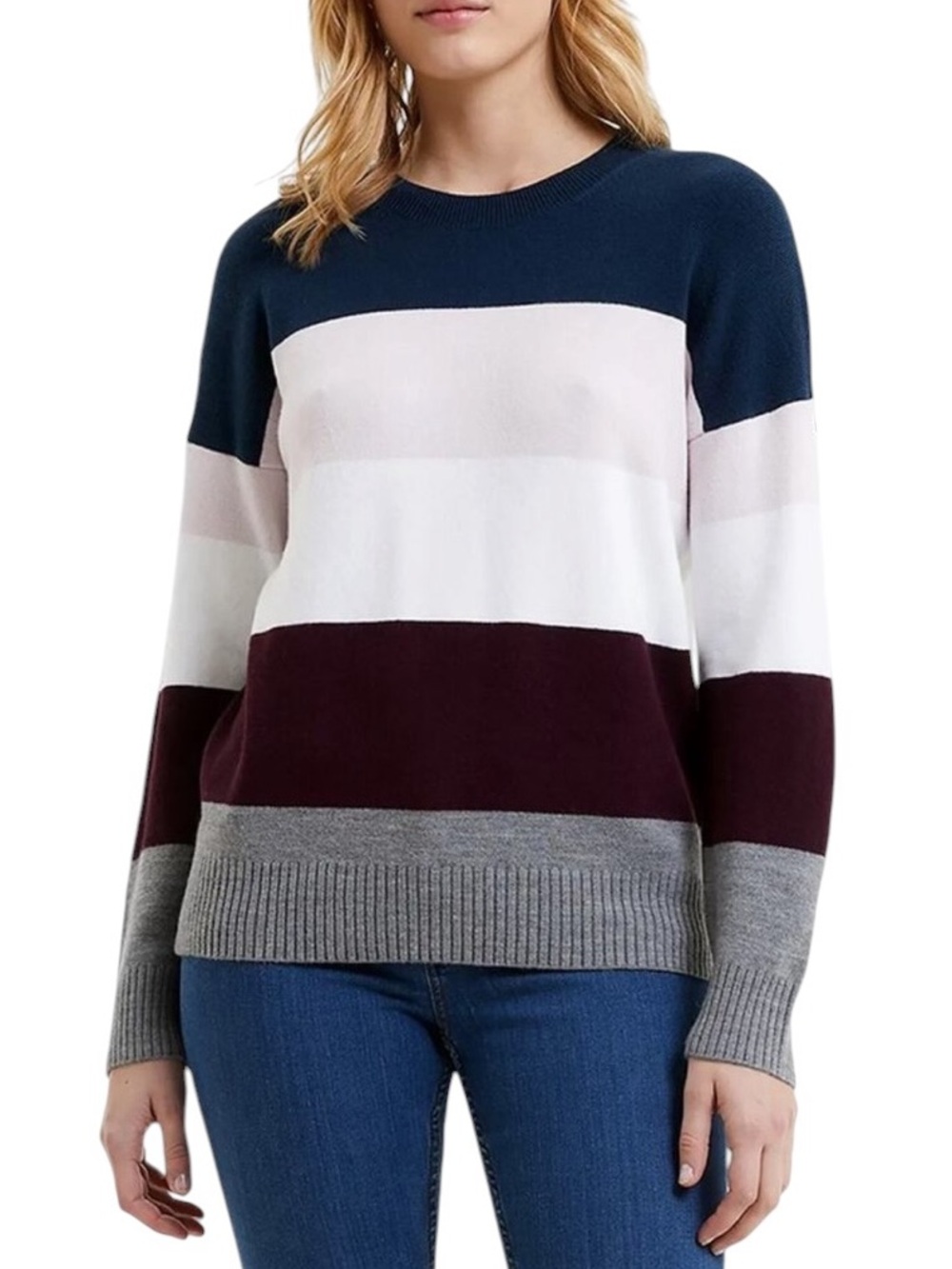 French Connection Color-block Crewneck Sweater
